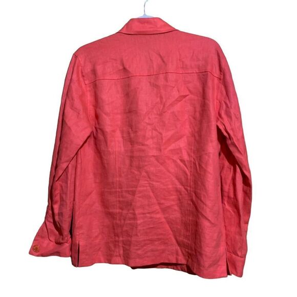 Lafayette 148 New York Womens Size 8 Coral Button Linen Blazer Jacket - Picture 4 of 7